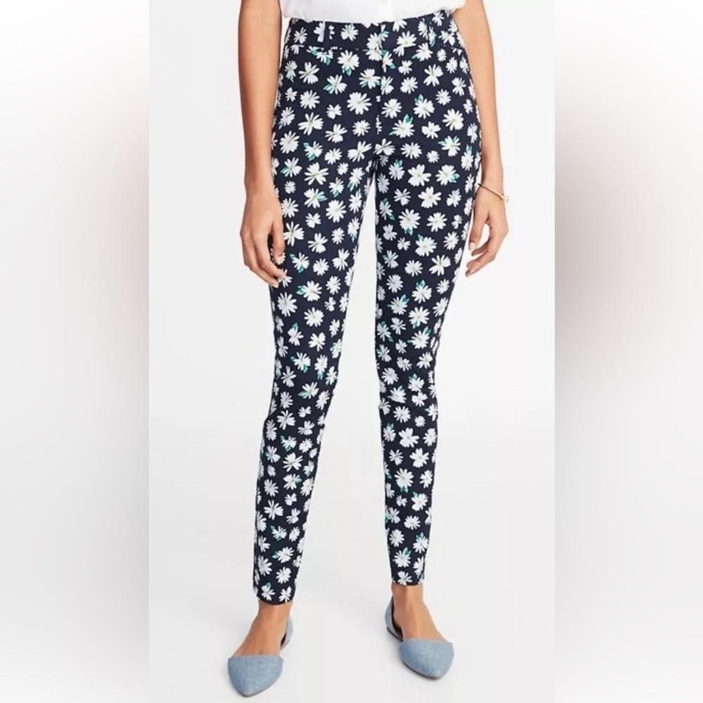 Old Navy Floral Print Pants - Navy and White